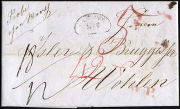 HAMBURG-VORPHILA 1843, HAMBURG, Sonderform Auf Brief Nach Wohlen, Roter L1 WP, Handschriftlich Probe Ohne Werth, Pracht - Prephilately