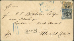 HANNOVER 11/2 BRIEF, 1856, 1/15 Th. Schwarz/grauultramarin Und 1/10 Th. Schwarz/ockergelb, Beide Stark Verschnitten Als  - Hannover