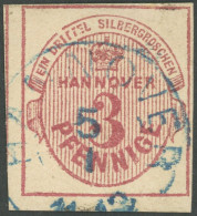 HANNOVER 13b O, 1859, 3 Pf. Dunkelrosa, Pracht, Kurzbefund Berger, Mi. 200.- - Hanovre