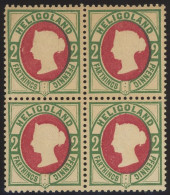 HELGOLAND 12 VB , 1875, 2 Pf. Grün /lilakarmin Im Postfrischen Viererblock, Pracht - Helgoland
