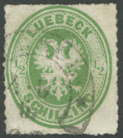 LÜBECK 8A O, 1863, 1/2 S Dunkelgelblichgrün Mit Hufeisenstempel (Sp 22-1), Kleine Mängel, Kurzbefund Mehlmann - Lubeck