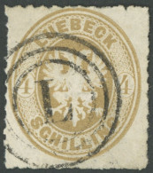LÜBECK 12 O, 1863, 4 S. Mittelolivbraun, Dreiringstempel L, Leichte Durchstichmängel Sonst Pracht, Fotobefund Mehlmann - Lubeck
