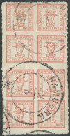 MECKLENBURG SCHWERIN 5b Paar O, 1865, 4/4 S. Lebhaftbräunlichrot Im Senkrechten Paar, K2 HAMBURG, Pracht, Gepr. Grobe - Mecklenburg-Schwerin