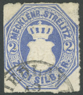 MECKLENBURG-STRELITZ 5 O, 1864, 2 Sgr. Grauultramarin, K1 FRIEDLAND, Feinst (links Scherentrennung Und Spalt Im Unterran - Mecklenburg-Strelitz