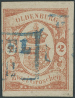 OLDENBURG 13 O, 1861, 2 Gr. Schwärzlichrotorange, Pracht, Gepr. Brettl, Mi. 550.- - Oldenbourg