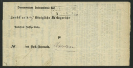 PREUSSEN GRUENCHOTZEN, R2 Auf Postbehändigungsschein (1865), Innen Mit Krone-Posthornstempel, Pracht - Other & Unclassified