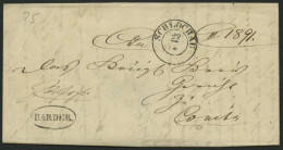 PREUSSEN SCHLOCHAU, K2 Auf Brief (1858) Mit Botenstempel HARDER, Pracht - Sonstige & Ohne Zuordnung