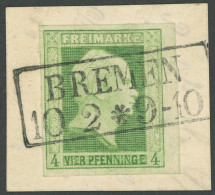 PREUSSEN 5a BrfStk, 1856, 4 Pf. Grün, Rechtes Randstück, Idealer R2 BREMEN, Kabinettbriefstück - Sonstige & Ohne Zuordnung