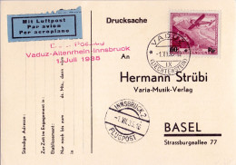 Liechtenstein 1935: Erstflug Vaduz-Altenrhein-Innsbruck Mit Zu F16 Mi 148 Yv PA14 Mit O VADUZ 1.VII.35 (Zu CHF 100.00) - Posta Aerea