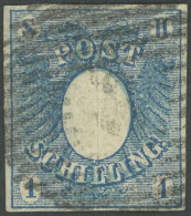 SCHLESWIG-HOLSTEIN 1a O, 1850, 1 S. Preußischblau, Zarter Roststempel 19 (KIEL BAHNHOF), Repariert Wie Pracht, Gepr. Pfe - Schleswig-Holstein