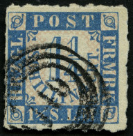 SCHLESWIG-HOLSTEIN 7 O, 149 (MÖLLN) Auf 11/4 S. Mittelblau/weißrosa, Pracht - Schleswig-Holstein