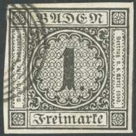 THURN Und TAXIS 4 O, 1852, 1 Sgr. Schwarz Auf Blau, Allseits Riesenrandig, Kabinett - Other & Unclassified