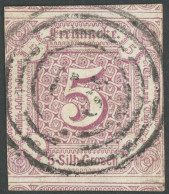 THURN Und TAXIS 18 O, 1859, 5 Sgr. Braunpurpur, Zweiseitig Angeschnitten, Oben Und Unten Mit Teilen Der Nachbarmarke, Fe - Otros & Sin Clasificación