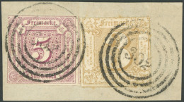 THURN Und TAXIS 18,40 BrfStk, Mischfrankatur: 1859, 5 Sgr. Braunpurpur (zweiseitig Leicht Berührt) Mit 3 Sgr. Mittelbrau - Sonstige & Ohne Zuordnung