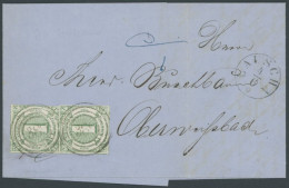THURN Und TAXIS 20 Paar BRIEF, 1864, 1 Kr. Grün Im Senkrechten Paar (untere Marke Allseits Breitrandig), Mit Nummernstem - Autres & Non Classés