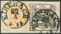 THURN Und TAXIS 26,28 BrfStk, 1862/4, 1/4 Sgr. Schwarz Und 1/2 Sgr. Orange, Marken üblicher Schnitt Mit Klarem K1 EISENA - Autres & Non Classés