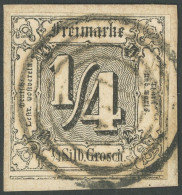 THURN Und TAXIS 26 BrfStk, 1864, 1/4 Sgr. Schwarz, Voll-überrandig, Prachtbriefstück, Gepr. Pfenninger - Autres & Non Classés