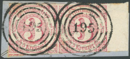 THURN Und TAXIS 32 Paar BrfStk, 1862, 3 Kr. Karminrot Im Waagerechten Paar Mit Breitem Rechten Rand, Idealer Nummernstem - Sonstige & Ohne Zuordnung