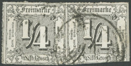 THURN Und TAXIS 35 Paar O, 1867, 1/4 Sgr. Schwarz Im Waagerechten Paar, Nummernstempel 14, Fotobefund Sem: Linke Marke M - Other & Unclassified