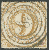 THURN Und TAXIS 44II O, 1865, 9 Kr. Hellockerbraun, Zentrischer Nummernstempel 389 (LAUSCHA), Pracht, Gepr. Pfenninger - Sonstige & Ohne Zuordnung