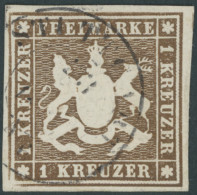 WÜRTTEMBERG 11a O, 1859, 1 Kr. Braun, Kabinett, Gepr. Thoma, Mi. 100.- - Otros & Sin Clasificación