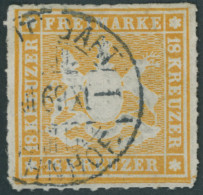 WÜRTTEMBERG 34 O, 1867, 18 Kr. Orangegelb, Pracht, Gepr. Thoma, Mi. 1000.- - Andere & Zonder Classificatie