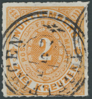 WÜRTTEMBERG 37b O, 1869, 2 Kr. Tieforange, K3 INGELFINGEN, Pracht, Gepr. Thoma, Mi. 300.- - Autres & Non Classés