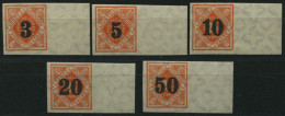 WÜRTTEMBERG 184-88PU , 1923, 3 - 50 Pf. Auf 25 Pf. Rotorange, Ungezähnt, Alle Vom Rechten Rand, Falzrest, Prachtsatz. Mi - Other & Unclassified