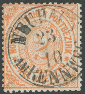 NDP 20 O, 1869, 2 Kr. Orange, TuT-Stempel NEUHAUS Am RENNWEG, Pracht, Mi. 140.- - Altri & Non Classificati