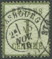 NDP 1Ia O, 1870, 1 C. Olivgrün, Spitzen Nach Oben, Zentrischer K2 STRASBURG, Pracht, Geprpft Engel - Altri & Non Classificati