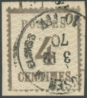 NDP 3IIa BrfStk, 1870, 4 C. Lilagrau, Spitzen Nach Unten, üblich Gezähnt, Prachtbriefstück, Mi. 120.- - Autres & Non Classés
