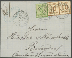 NDP 4I,5IIa BRIEF, 1871, 5 C. Grün, Spitzen Nach Oben Und 10 C. Orangebraun, Spitzen Nach Unten, Auf Brief Von STRASSBUR - Other & Unclassified