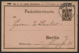 BERLIN B P BRIEF, PACKETFAHRT GESELLSCHAFT: 1894, 2 Pf. Braun Ganzsachen-Bedarfskarte, Karton Rosa, Pracht - Private & Local Mails