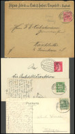 BAHNPOST Zwickau-Oelsnitz, 4 Verschiedene Bahnpoststempel Auf 2 Ansichtskarten Und 2 Briefen (1895/1930), Pracht - Maschinenstempel (EMA)