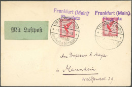 SST 1919-1932 FRANKFURT ÄLTESTE DEUTSCHE MESSE, 1.10.1926, Auf Luftpostbrief Mit 2x 10 Pf.Adler, Senkrecht Gefaltet, Fei - Briefe U. Dokumente