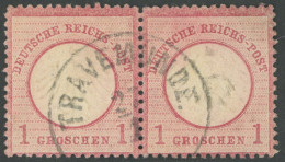 Dt. Reich 4 Paar O, 1872, 1 Gr. Rotkarmin Im Waagerechten Paar, Zentrischer K1 TRAVEMÜNDE, Etwas Leimfleckig Sonst Prach - Sonstige & Ohne Zuordnung