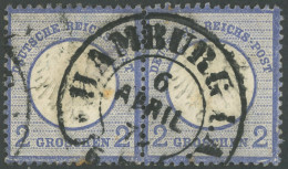 Dt. Reich 5 Paar O, 1872, 2 Gr. Ultramarin Im Waagerechten Paar, Hufeisenstempel HAMBURG I.A. (Sp 17-4), Feinst - Other & Unclassified