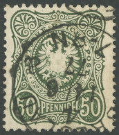 Dt. Reich 38b O, 1877, 50 Pfe. Dunkelolivgrün, Pracht, Gepr. Jäschke-L., Mi. 200.- - Autres & Non Classés