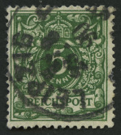 Dt. Reich 46aa O, 1890, 5 Pf. Dunkelgrün, Pracht, Gepr. Zenker, Mi. 80.- - Gebruikt