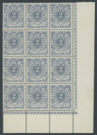 Dt. Reich 52 , 1900, 2 Pf. Lebhaftgrau Im Zwölferblock Aus Der Rechten Unteren Bogenecke, Postfrisch, Kabinett, Gepr. Wi - Nuovi