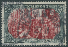 Dt. Reich 66II O, 1900, 5 M. Reichspost, Type II, Leichte Bugspur Sonst Pracht, Mi. 500.- - Gebraucht