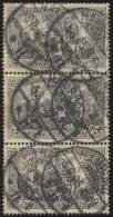Dt. Reich 80Aa O, 1902, 3 M. Schwarzviolett, Gezähnt A, Ohne Wz., Im Senkrechten Dreierstreifen, Pracht - Sonstige & Ohne Zuordnung