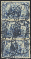 Dt. Reich 82B O, 1902, 2 M. Schwarzblau, Gezähnt B, Ohne Wz., Im Senkrechten Dreierstreifen, Pracht, Mi. (120.-) - Autres & Non Classés