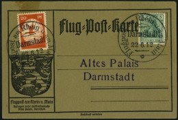 Dt. Reich II BRIEF, 1912, 20 Pf. Flugpost Am Rhein- Und Main Auf Karte Mit Sonderstempel Darmstadt, Pracht - Storia Postale