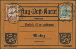 Dt. Reich IV BRIEF, 1912, 1 M. Auf 10 Pf. Gelber Hund Auf Flugpostkarte Mit Sonderstempel Darmstadt 19.6.12, Pracht - Covers & Documents