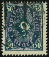 Dt. Reich 209PY O, 1922, 50 M. Schwarzbläulichgrün, Wz. Kreuzblüten, Pracht, Gepr. Kowollik, Mi. 1100.- - Gebraucht
