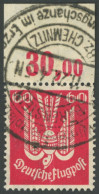 Dt. Reich 213bPOR O, 1922, 60 Pf. Schwärzlichrot, Plattendruck, Oberrandstück, Senkrechte Bugspur Sonst Pracht, Gepr. Ba - Autres & Non Classés