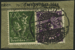 Dt. Reich 224b BrfStk, 1922, 2 M. Dunkelviolett Mit Zusatzfrankatur Auf Briefstück, Pracht, Gepr. Infla, Mi. 110.- - Gebraucht