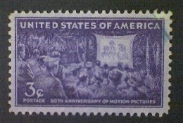 United States, Scott #926, Used(o), 1944, Motion Pictures  3¢, Deep Violet - Gebruikt