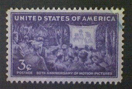 United States, Scott #926, Used(o), 1944, Motion Pictures  3¢, Deep Violet - Gebraucht